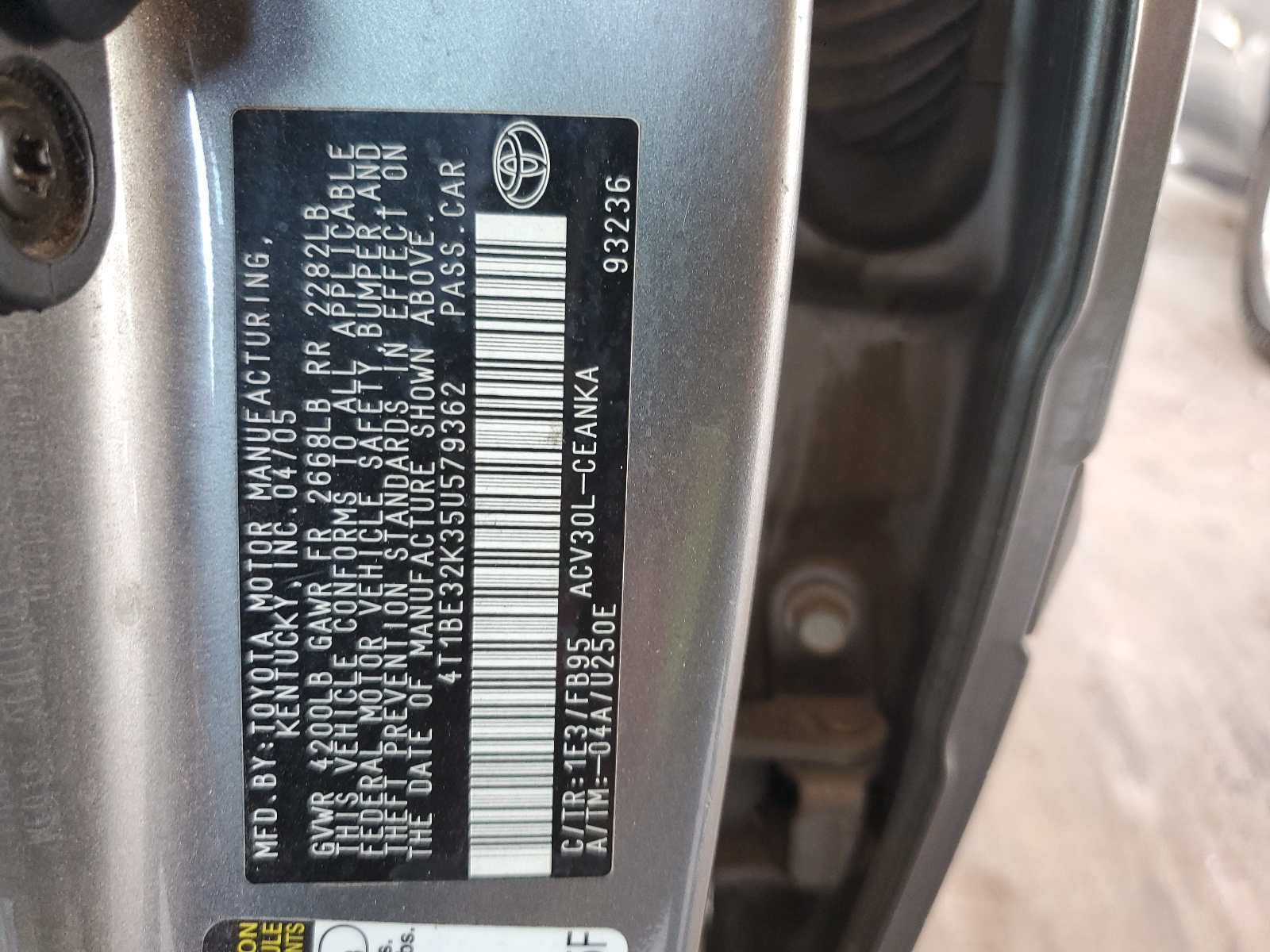 4T1BE32K35U579362 2005 Toyota Camry Le