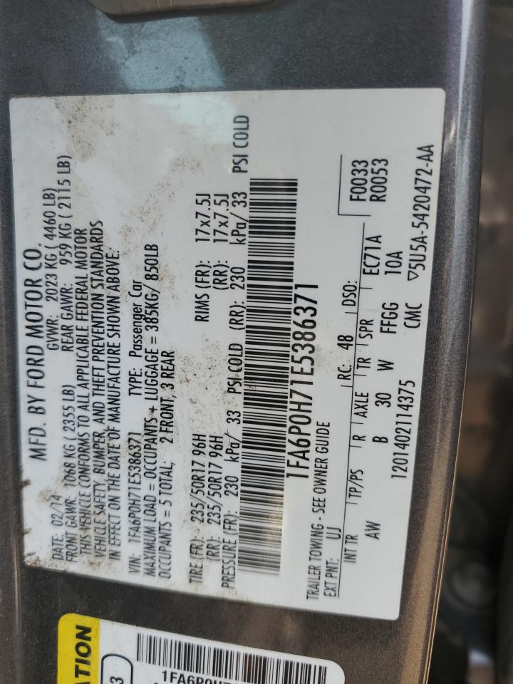 1FA6P0H71E5386371 2014 Ford Fusion Se