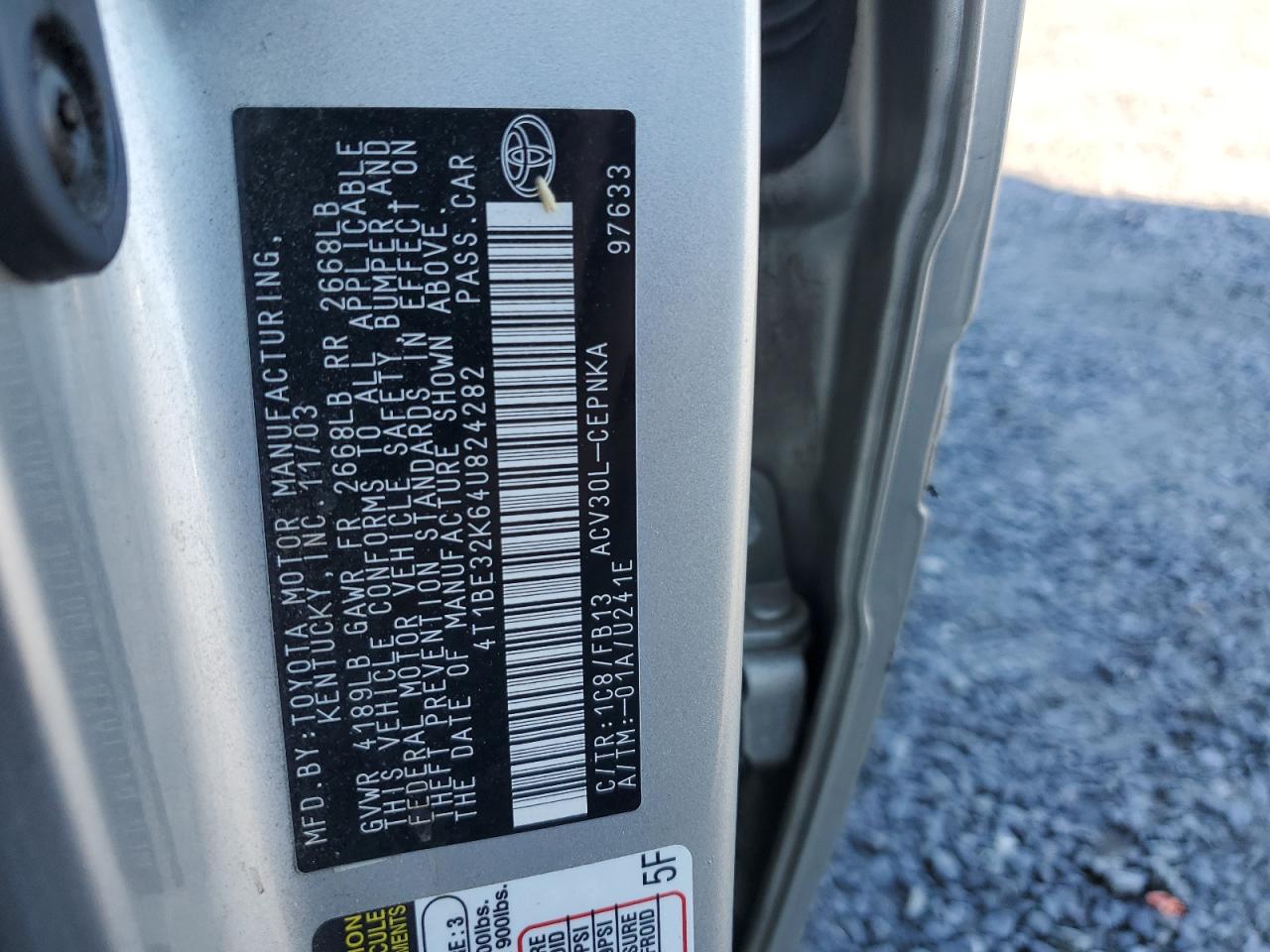 2004 Toyota Camry Le VIN: 4T1BE32K64U824282 Lot: 61377804