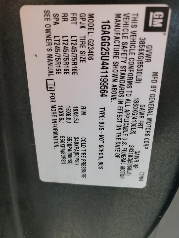 2004 Chevrolet Express G2500 VIN: 1GAGG25U441199564 Lot: 64071344