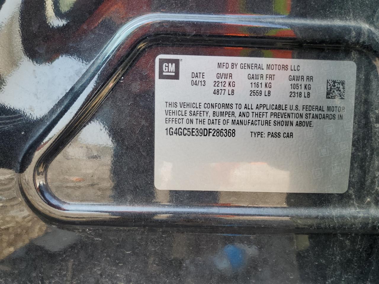 2013 Buick Lacrosse VIN: 1G4GC5E39DF286368 Lot: 65336174