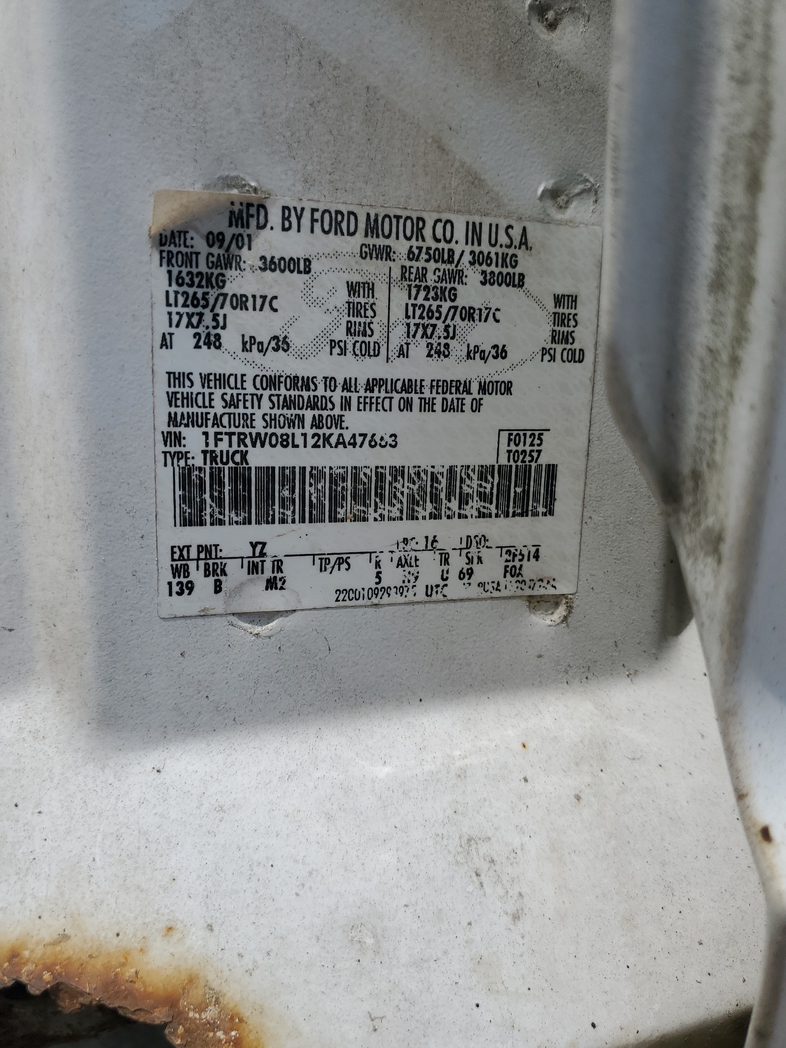 1FTRW08L12KA47663 2002 Ford F150 Supercrew