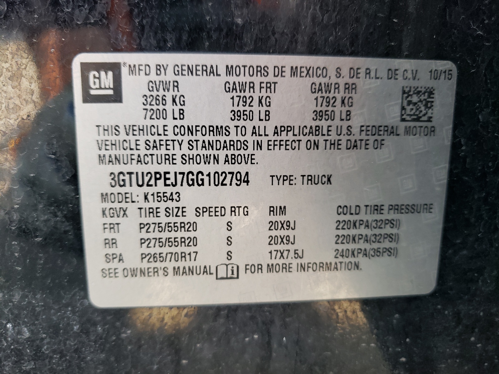 3GTU2PEJ7GG102794 2016 GMC Sierra K1500 Denali