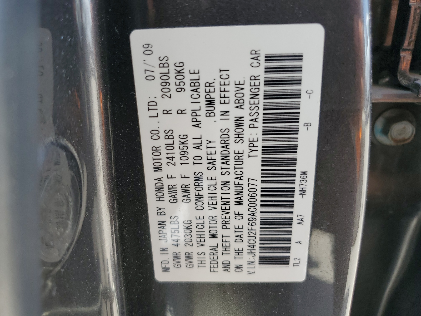 JH4CU2F69AC006077 2010 Acura Tsx