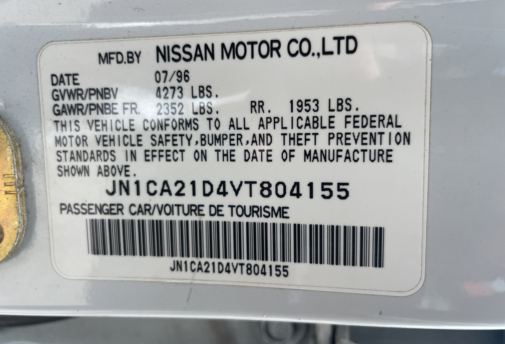 JN1CA21D4VT804155 1997 Nissan Maxima Gle