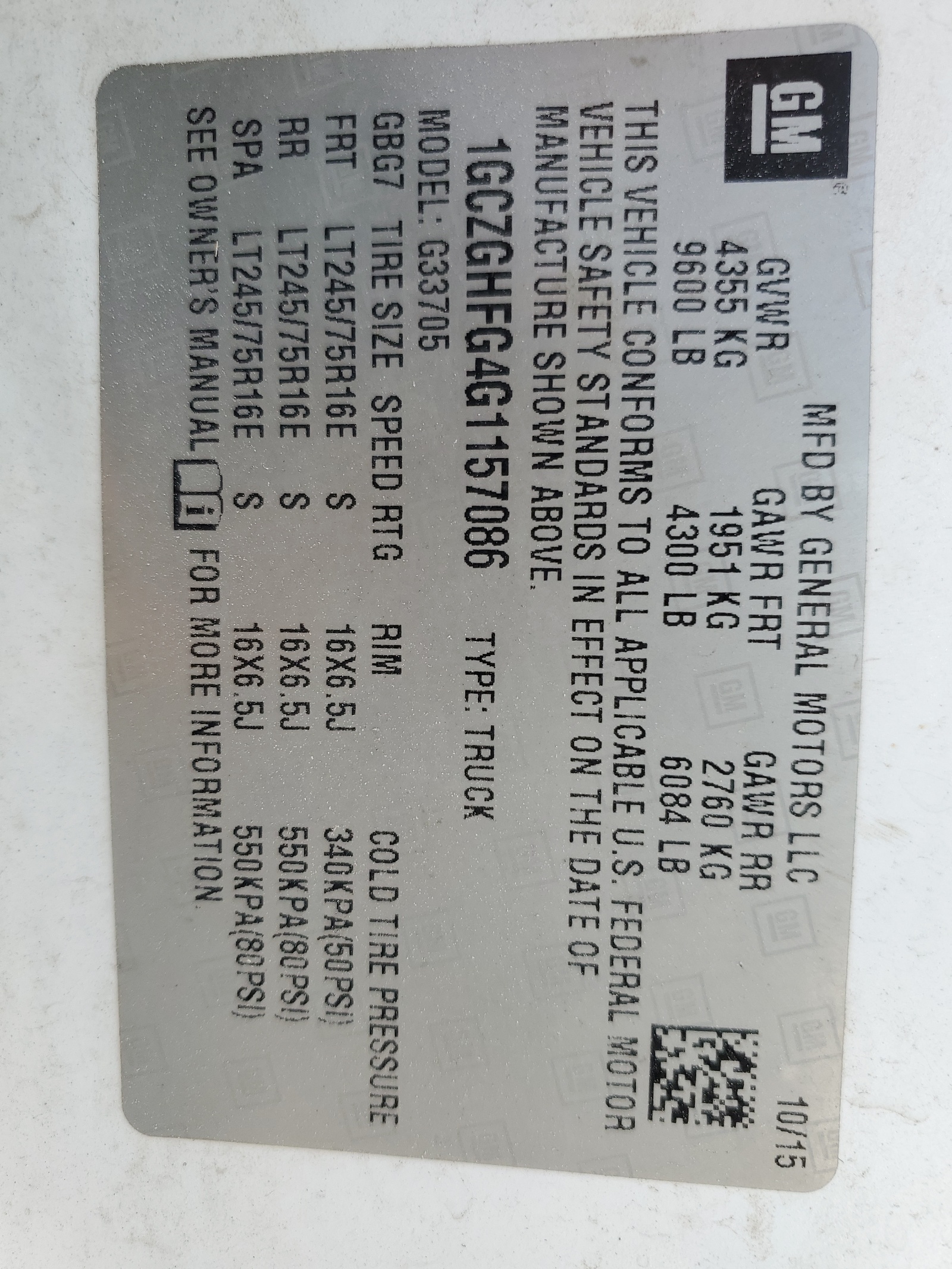 1GCZGHFG4G1157086 2016 Chevrolet Express G3500