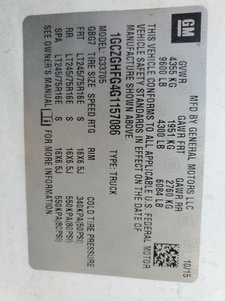 2016 Chevrolet Express G3500 VIN: 1GCZGHFG4G1157086 Lot: 63857864