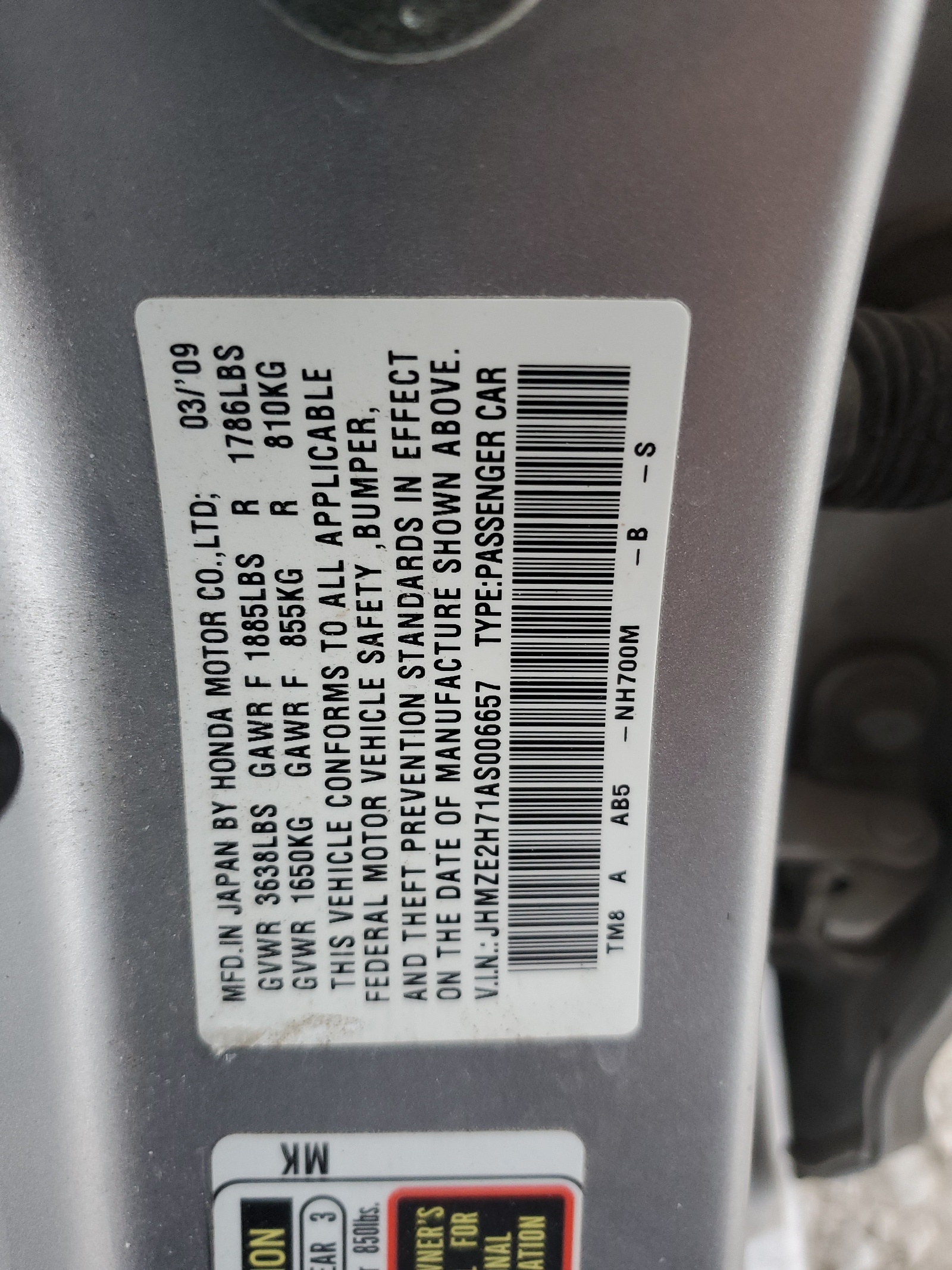 JHMZE2H71AS006657 2010 Honda Insight Ex