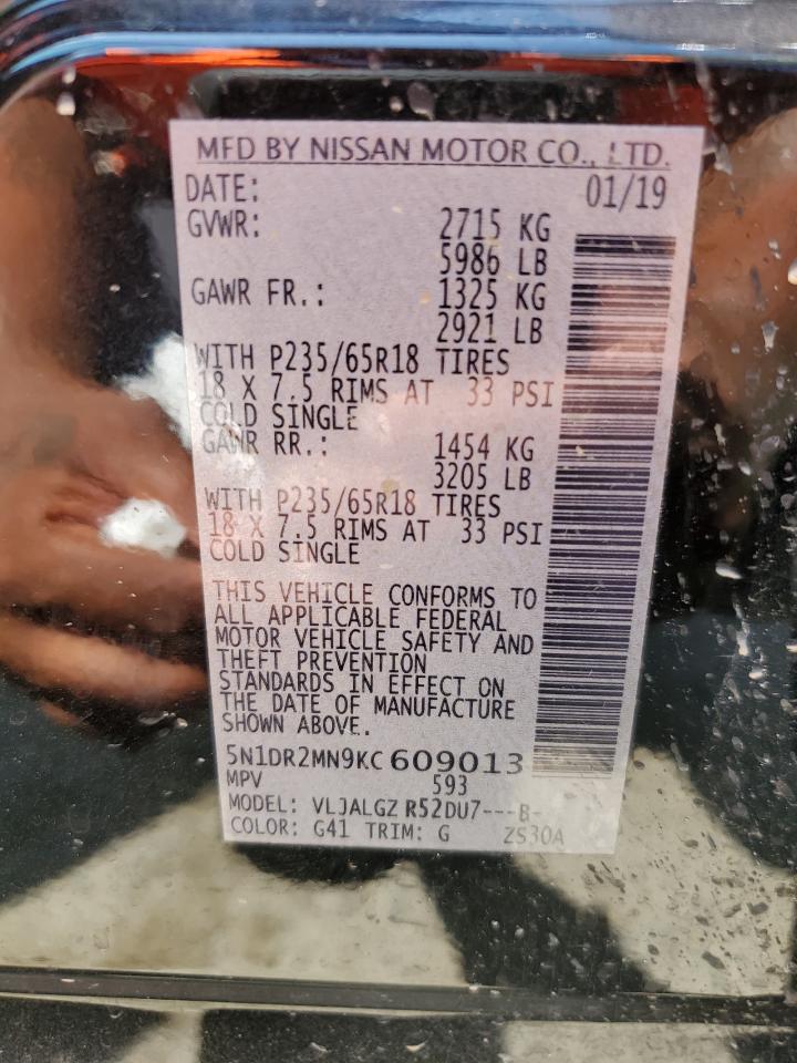 2019 Nissan Pathfinder S VIN: 5N1DR2MN9KC609013 Lot: 63345334