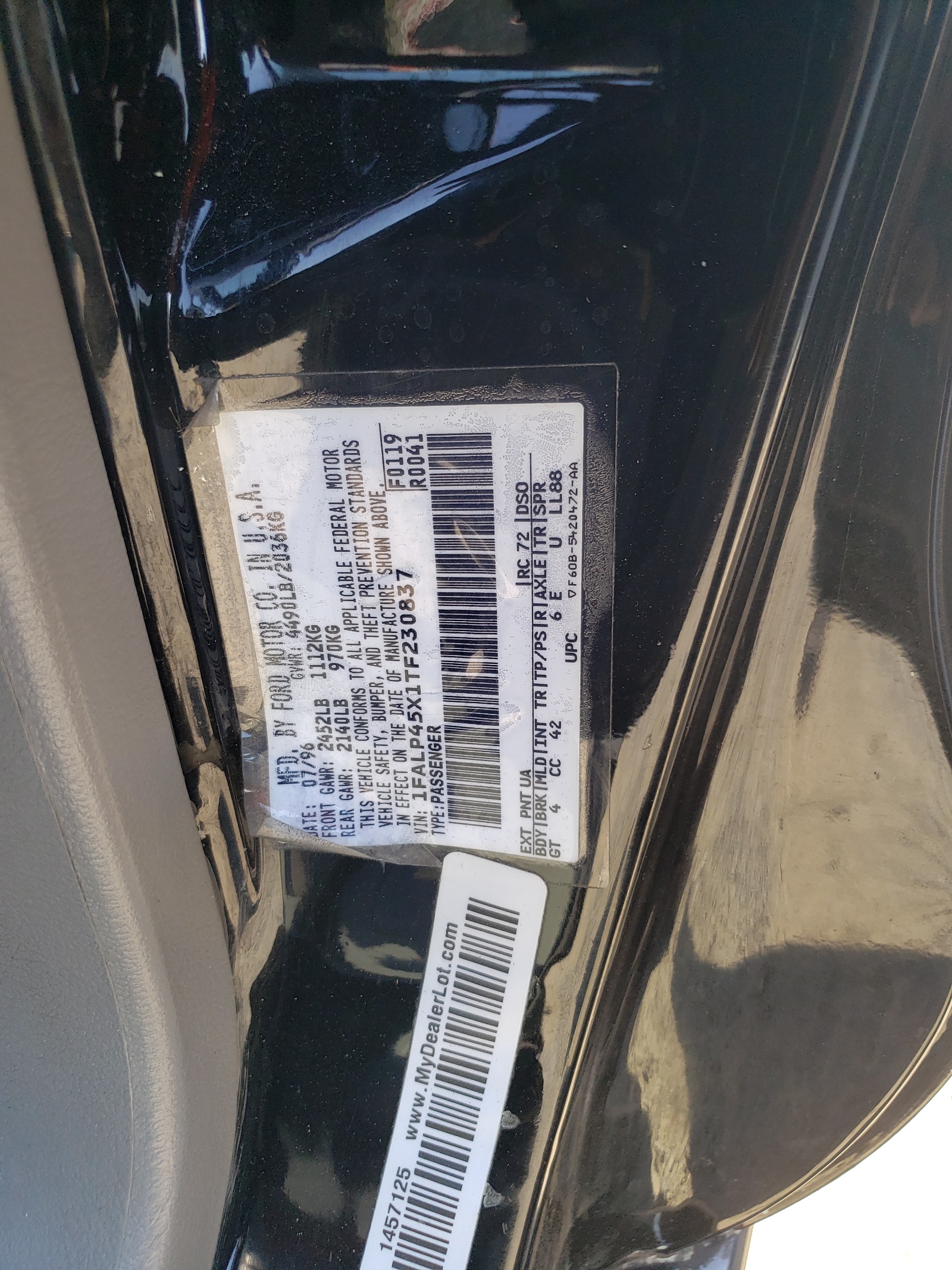 1FALP45X1TF230837 1996 Ford Mustang Gt