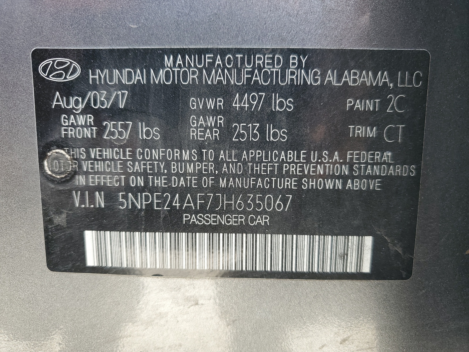 5NPE24AF7JH635067 2018 Hyundai Sonata Se