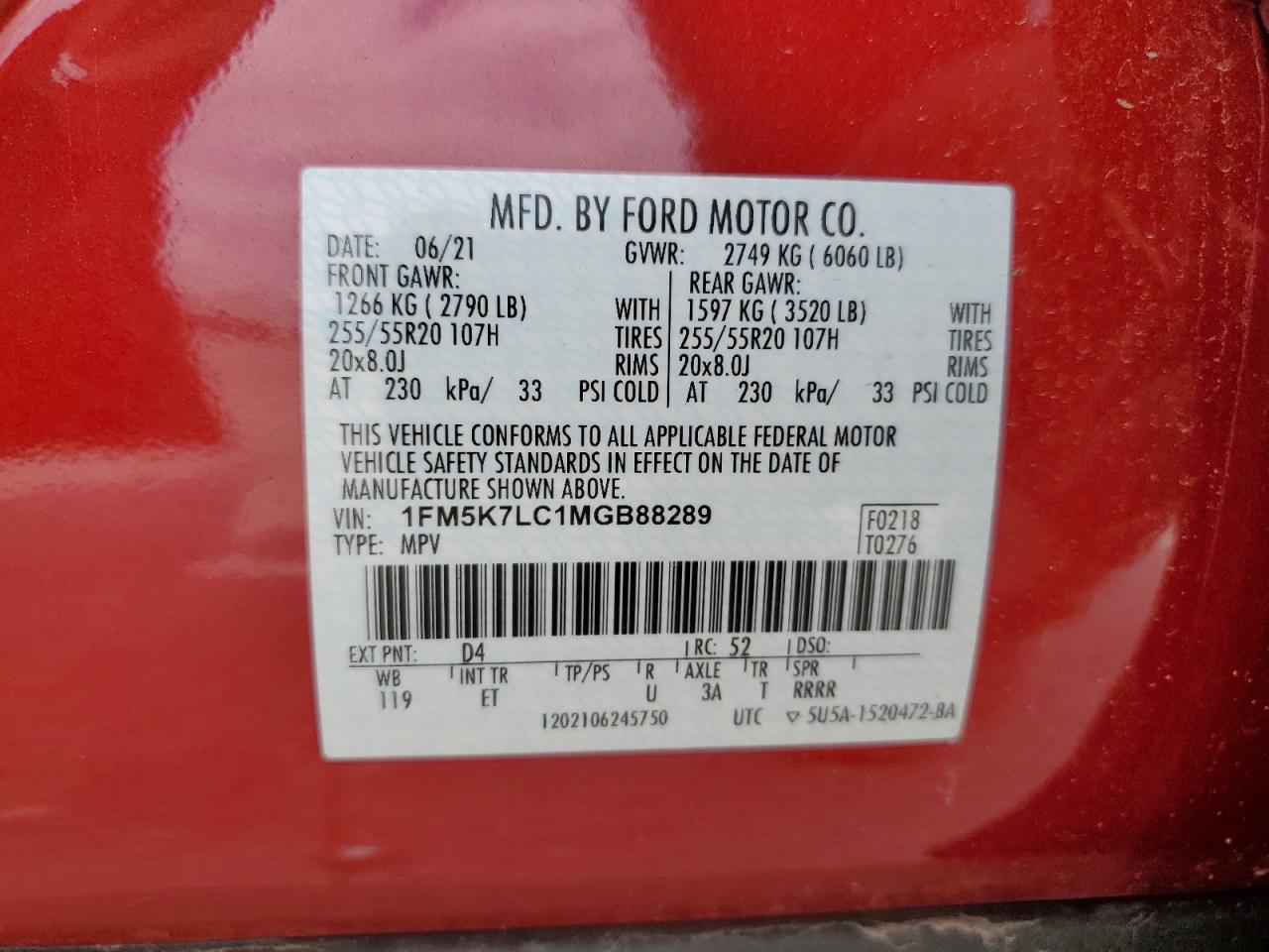 2021 Ford Explorer King Ranch VIN: 1FM5K7LC1MGB88289 Lot: 64634454