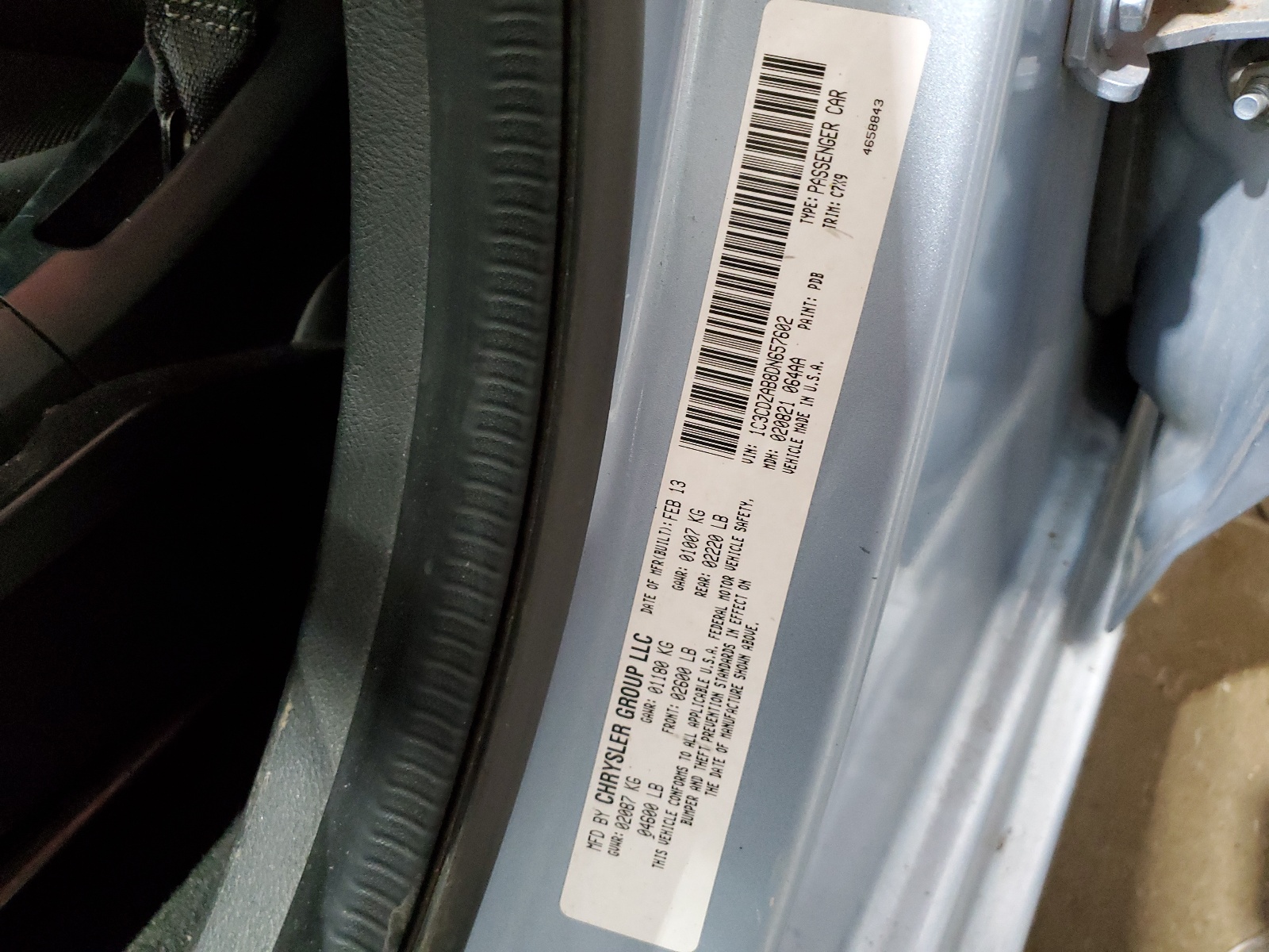 1C3CDZAB8DN657602 2013 Dodge Avenger Se