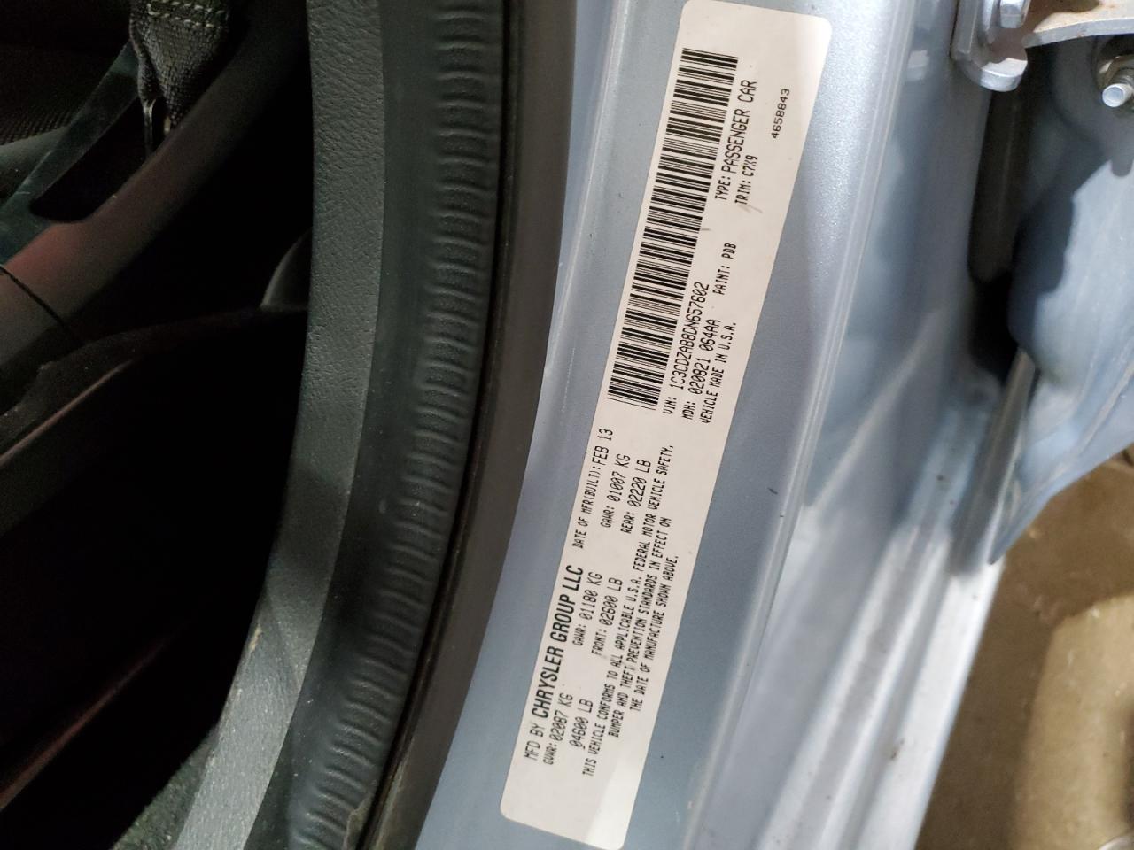 2013 Dodge Avenger Se VIN: 1C3CDZAB8DN657602 Lot: 63284314