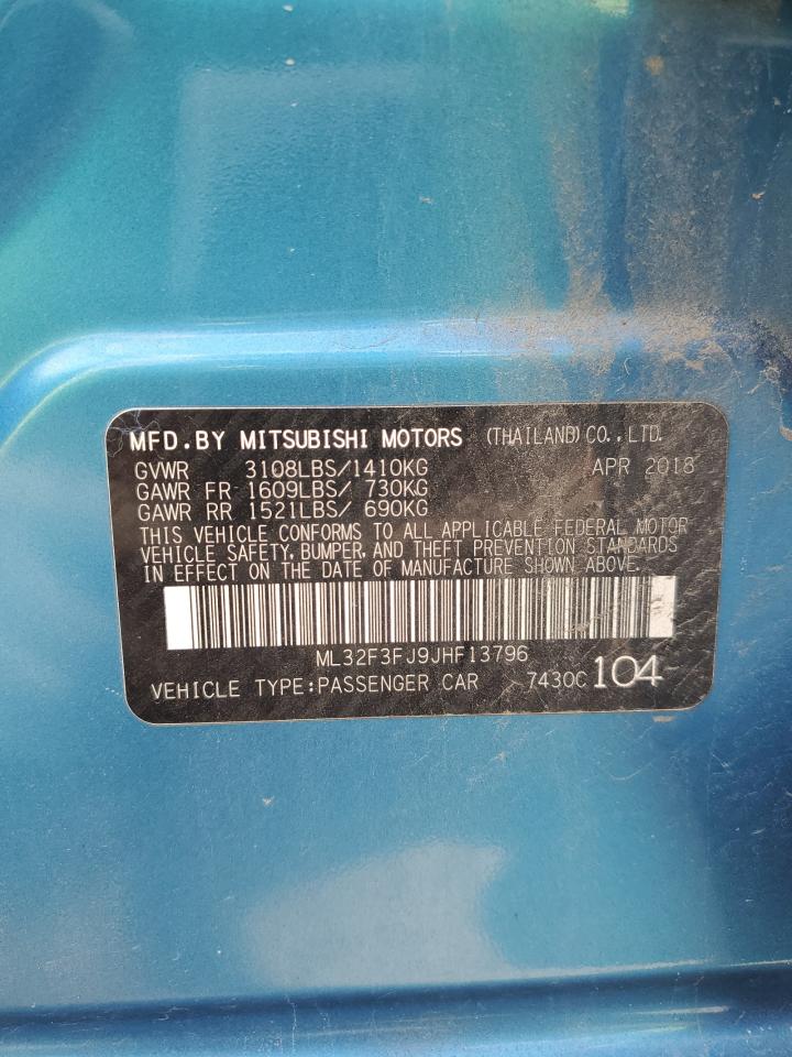 2018 Mitsubishi Mirage G4 Es VIN: ML32F3FJ9JHF13796 Lot: 63360854