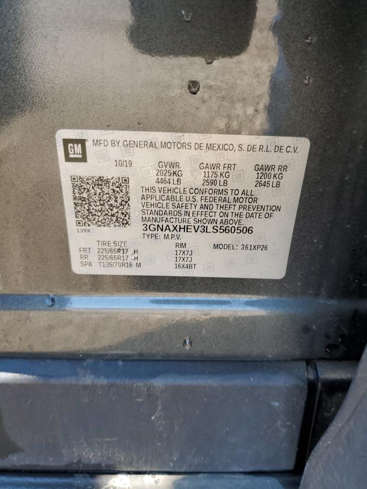 2020 Chevrolet Equinox Ls VIN: 3GNAXHEV3LS560506 Lot: 61908844