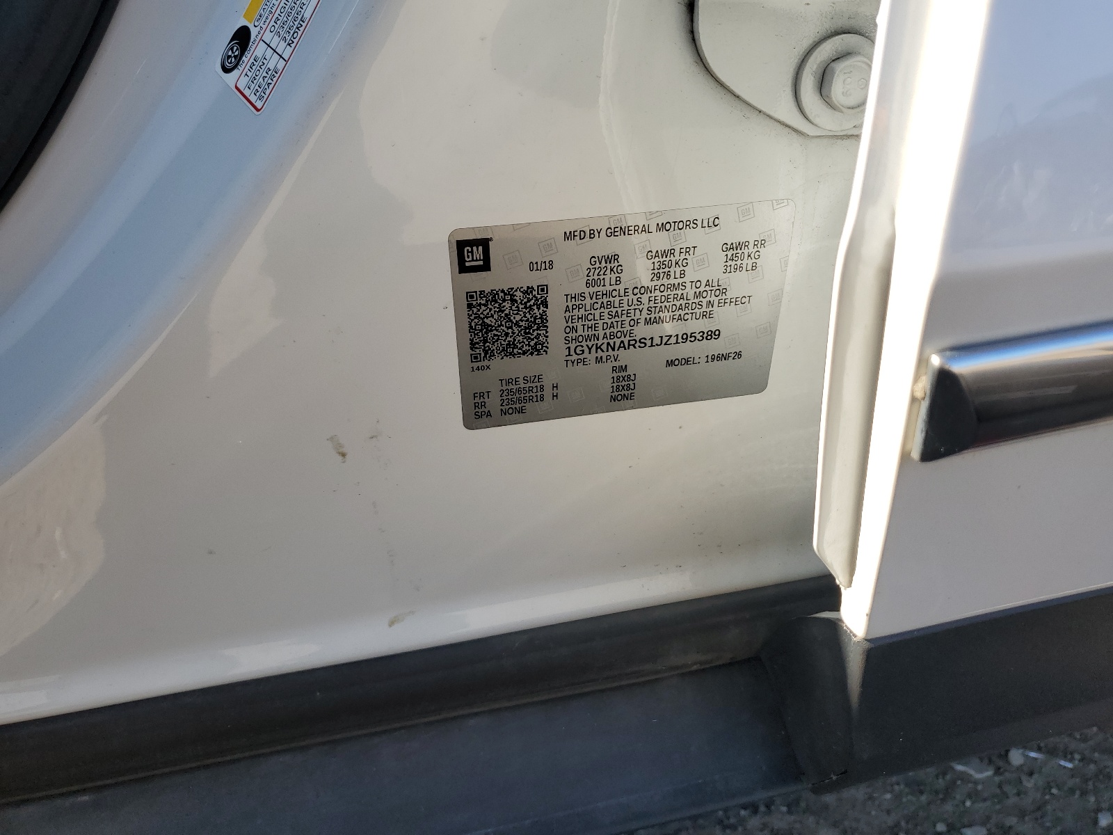 1GYKNARS1JZ195389 2018 Cadillac Xt5