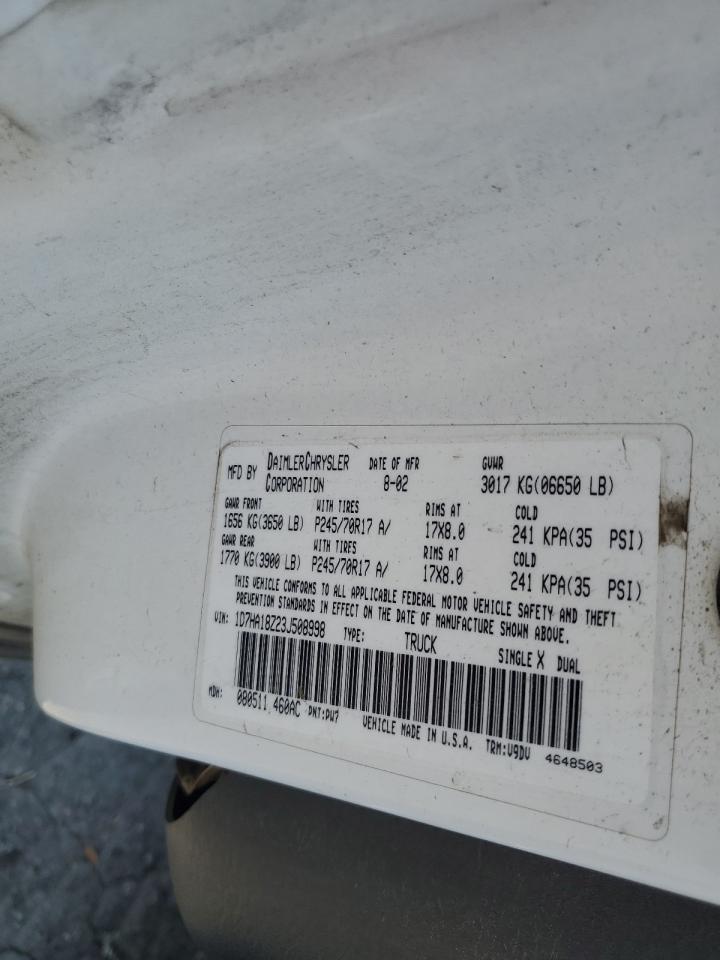 2003 Dodge Ram 1500 St VIN: 1D7HA18Z23J508998 Lot: 64180784