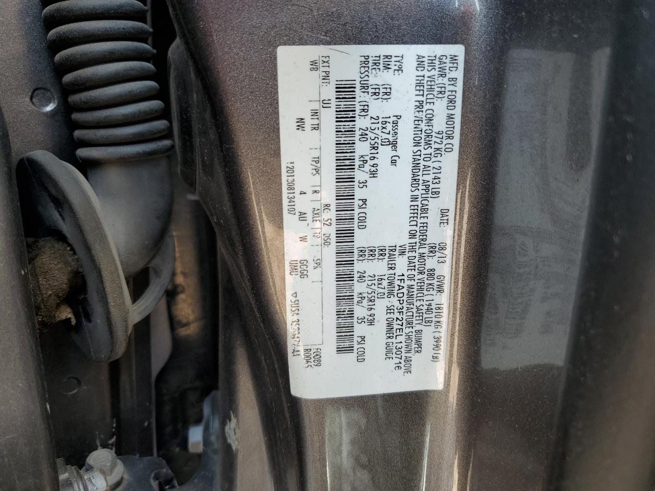 2014 Ford Focus Se VIN: 1FADP3F27EL130716 Lot: 63832874