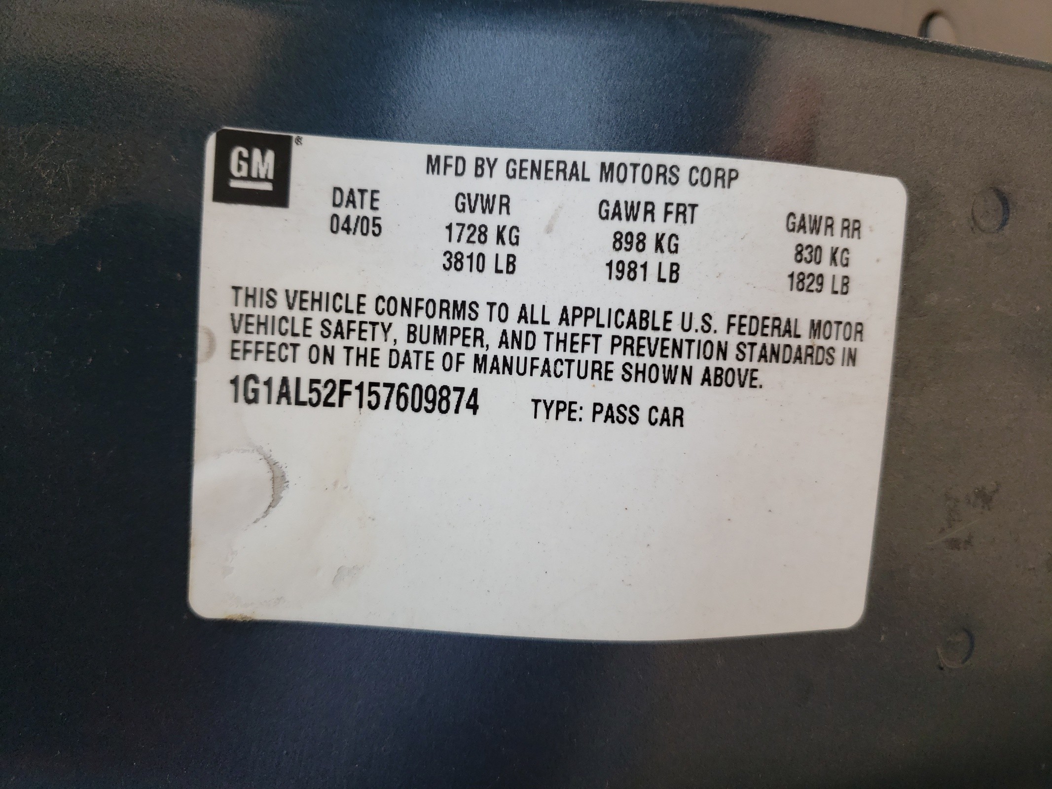 1G1AL52F157609874 2005 Chevrolet Cobalt Ls