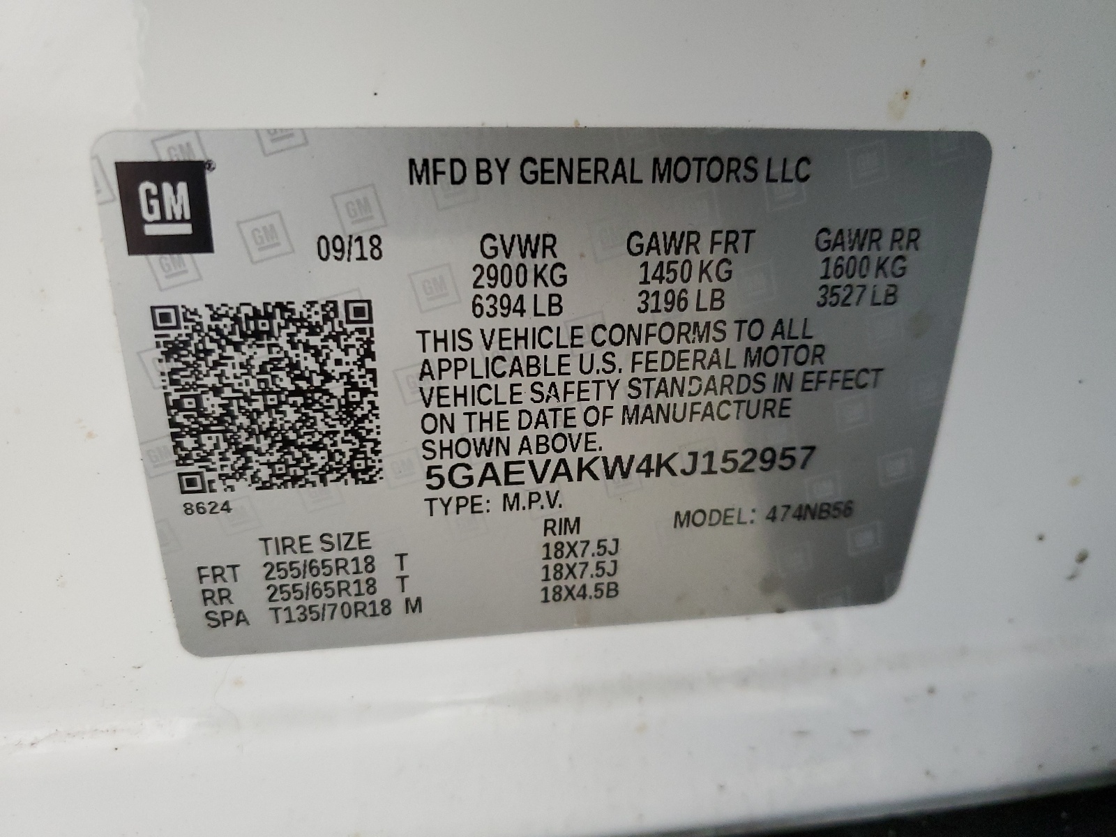 5GAEVAKW4KJ152957 2019 Buick Enclave Essence
