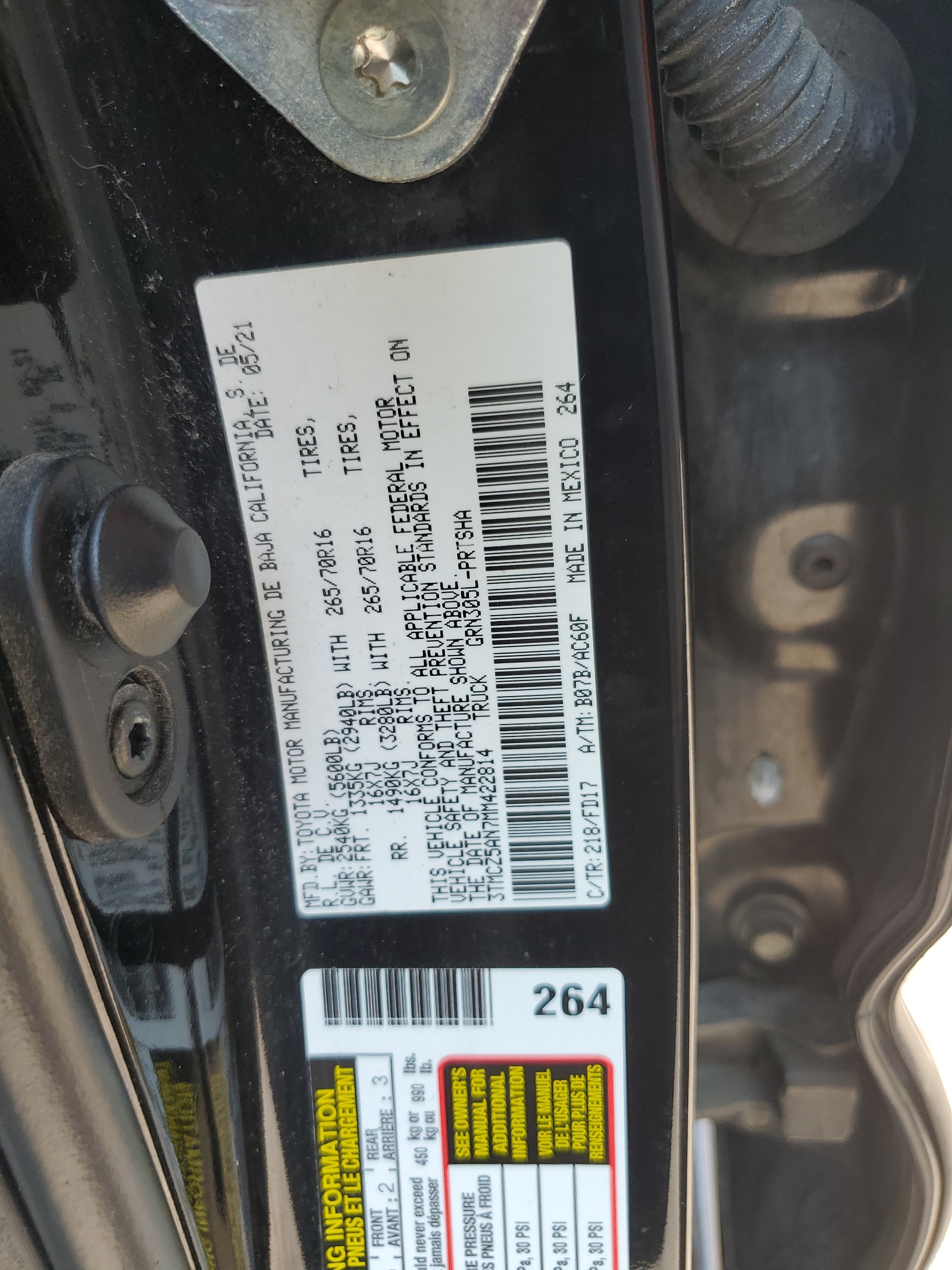 3TMCZ5AN7MM422814 2021 Toyota Tacoma Double Cab