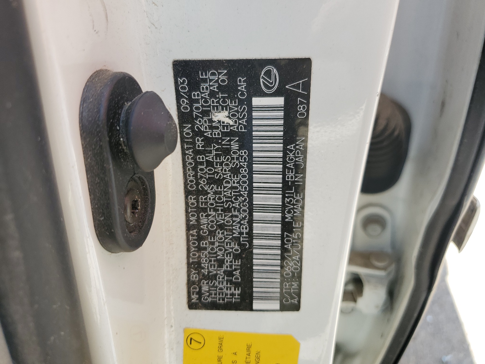 JTHBA30G345008458 2004 Lexus Es 330