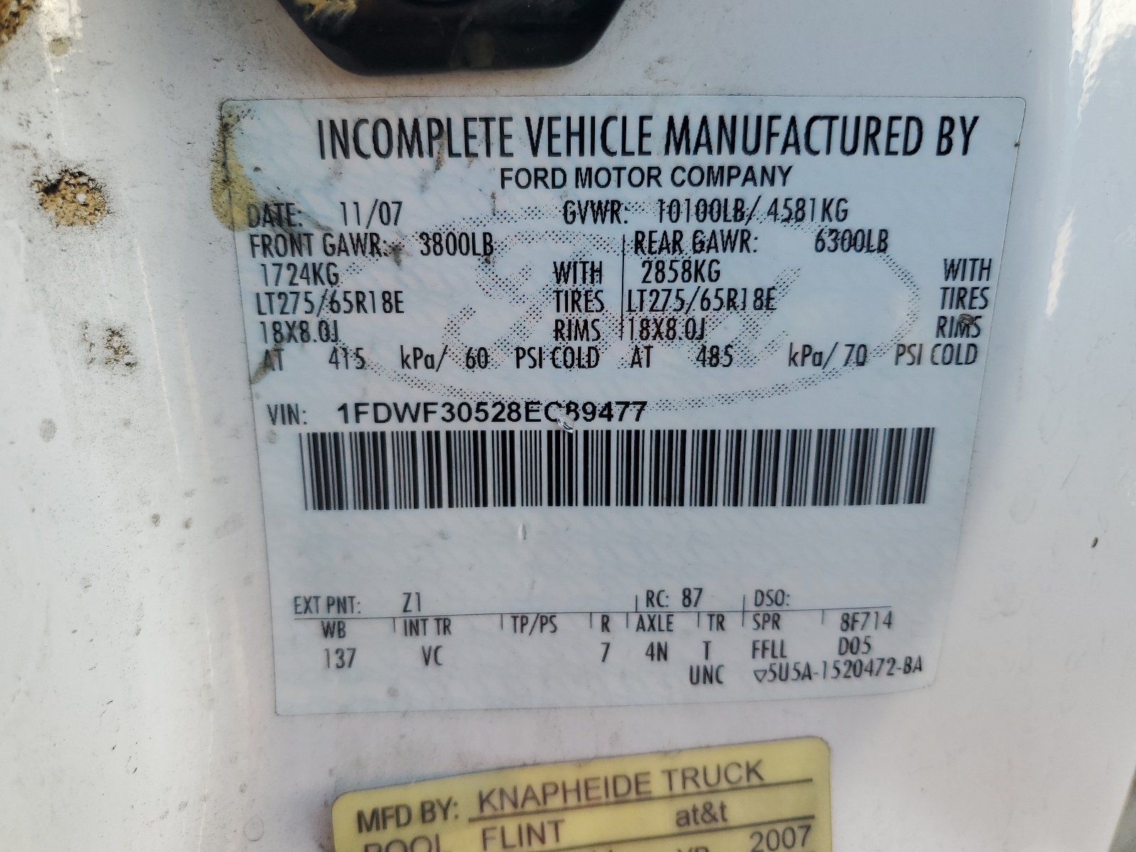 1FDWF30528EC89477 2008 Ford F350 Srw Super Duty