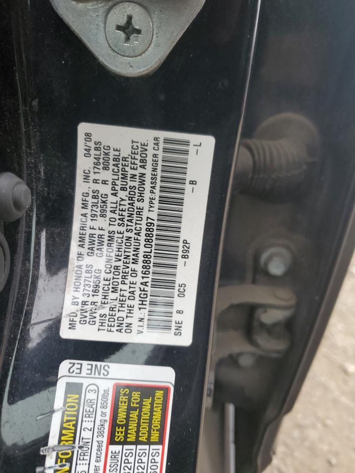 2008 Honda Civic Ex VIN: 1HGFA16888L088897 Lot: 65196264