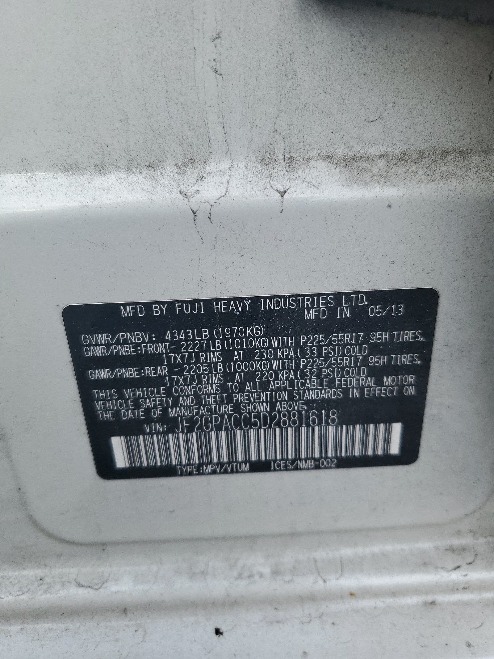 JF2GPACC5D2881618 2013 Subaru Xv Crosstrek 2.0 Premium