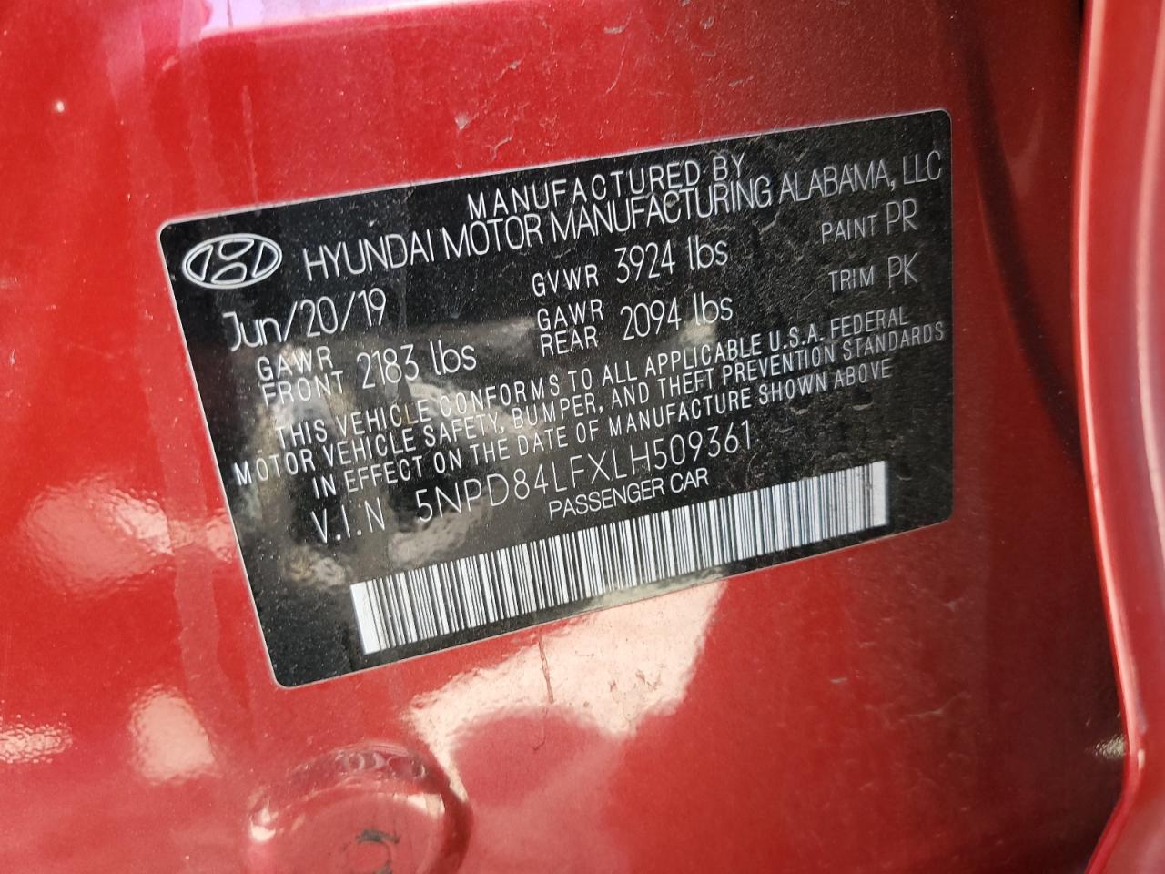 2020 Hyundai Elantra Sel VIN: 5NPD84LFXLH509361 Lot: 62537304