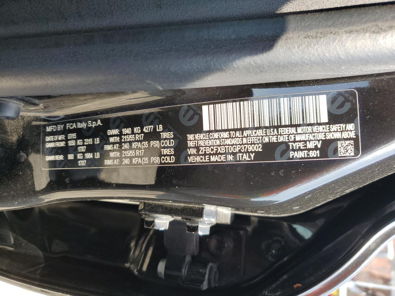 2016 Fiat 500X Easy VIN: ZFBCFXBT0GP379002 Lot: 62485804