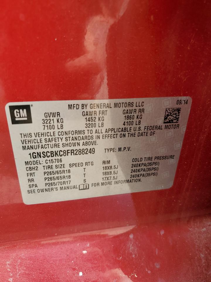 2015 Chevrolet Tahoe C1500 Lt VIN: 1GNSCBKC8FR288249 Lot: 63324204