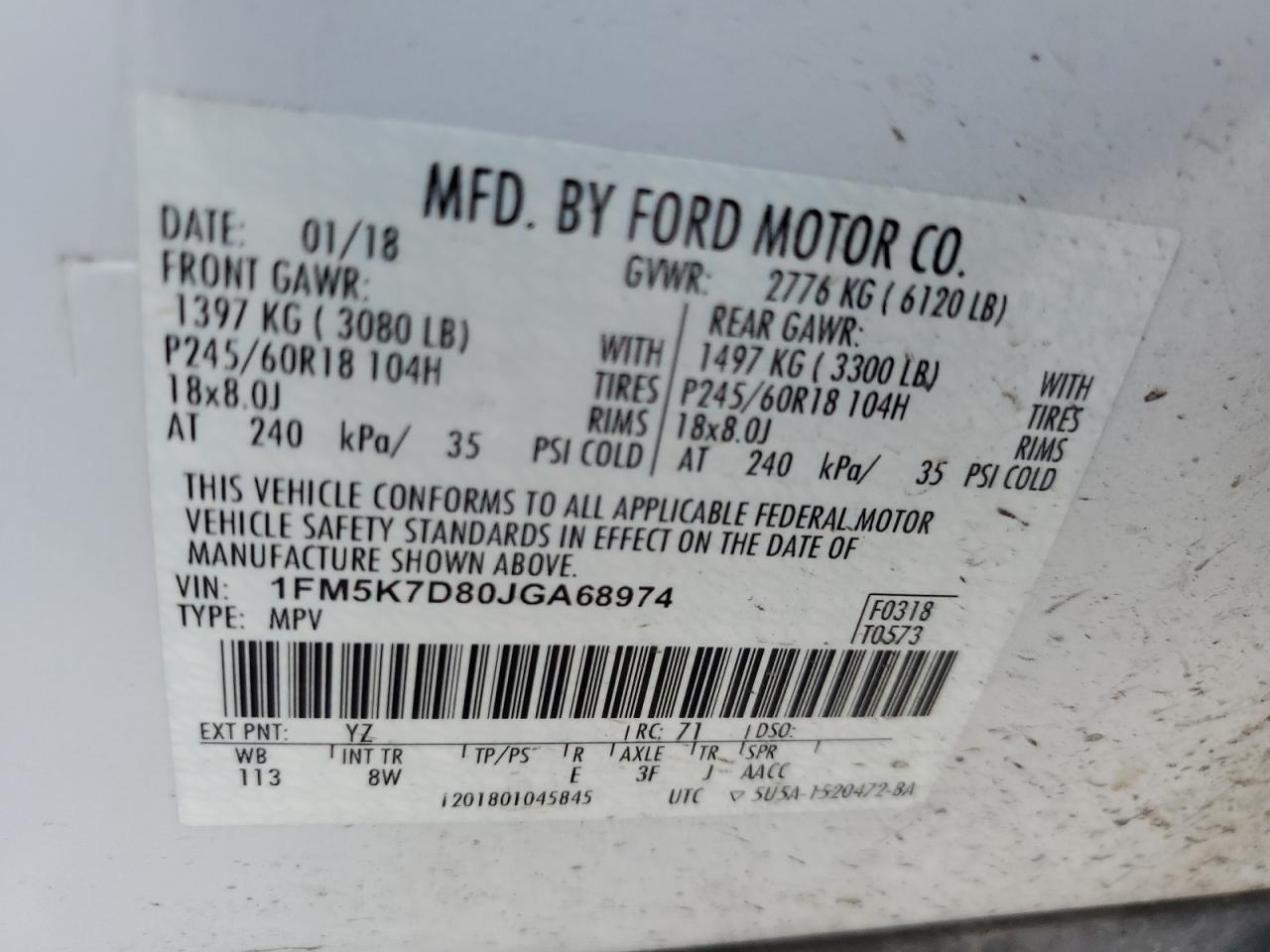 1FM5K7D80JGA68974 2018 Ford Explorer Xlt