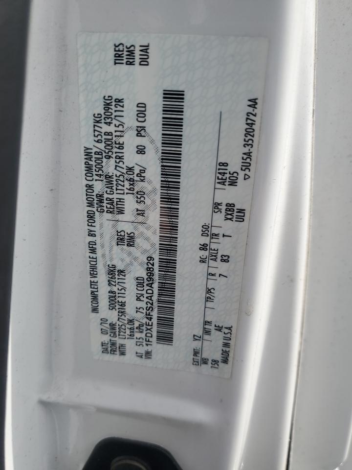 2010 Ford Econoline E450 Super Duty Cutaway Van VIN: 1FDXE4FS2ADA99829 Lot: 63760914