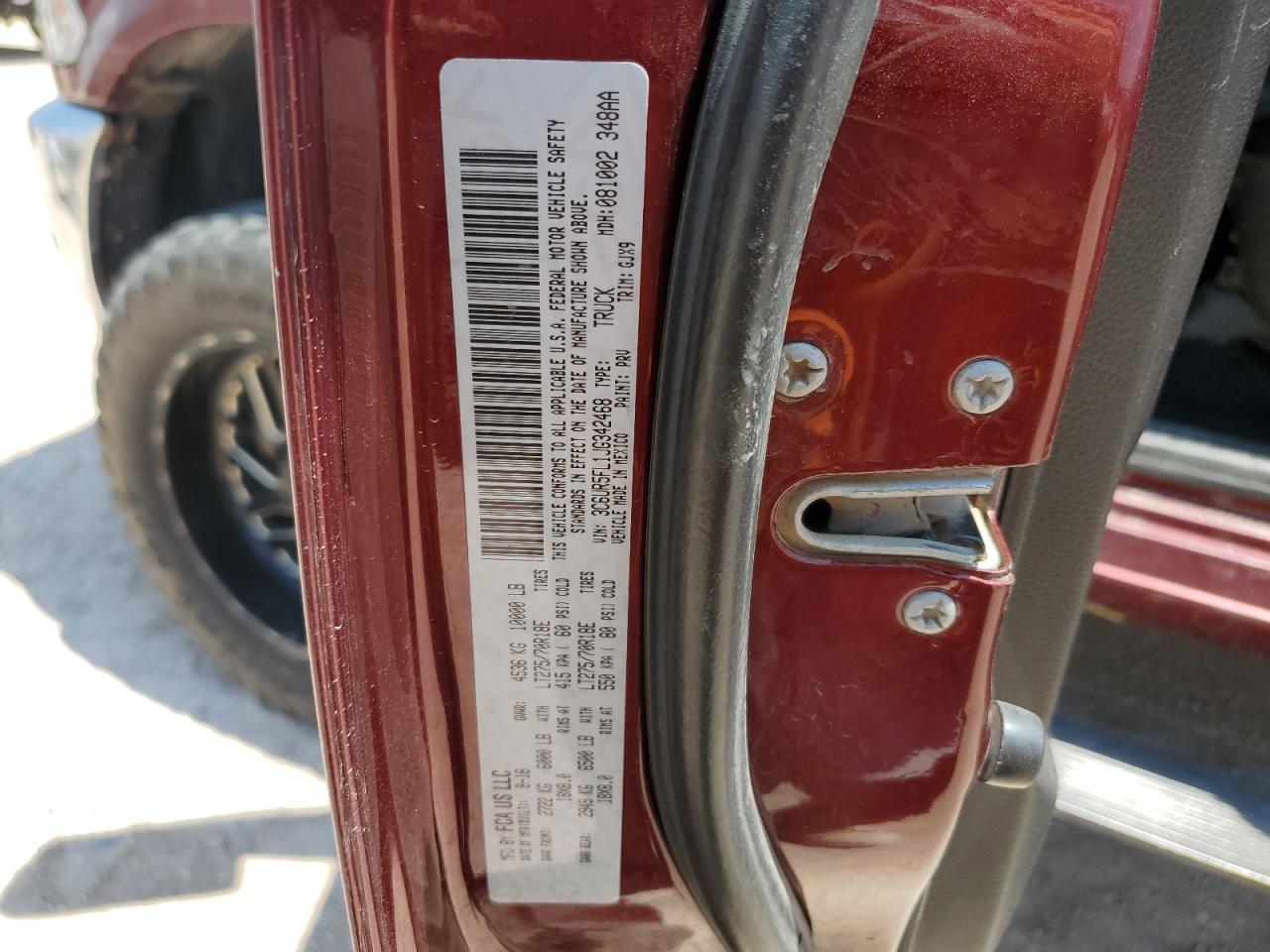 2018 Ram 2500 Laramie VIN: 3C6UR5FL1JG342468 Lot: 63334154