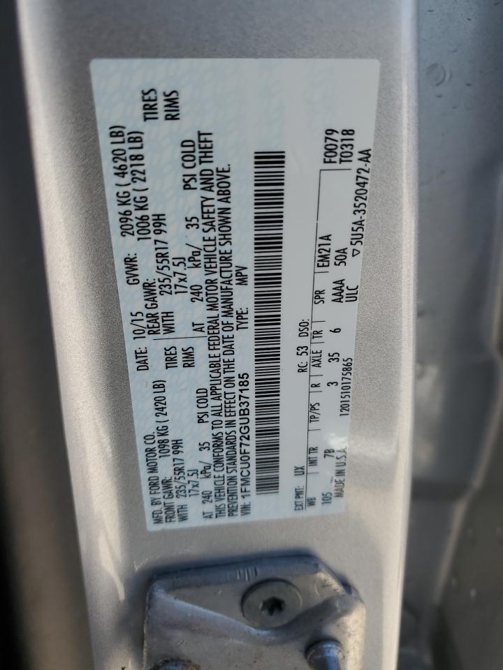 2016 Ford Escape S VIN: 1FMCU0F72GUB37185 Lot: 65090894