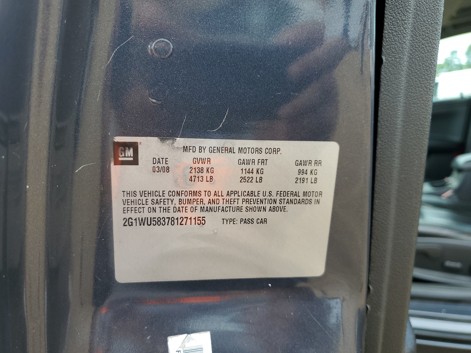 2G1WU583781271155 2008 Chevrolet Impala Ltz