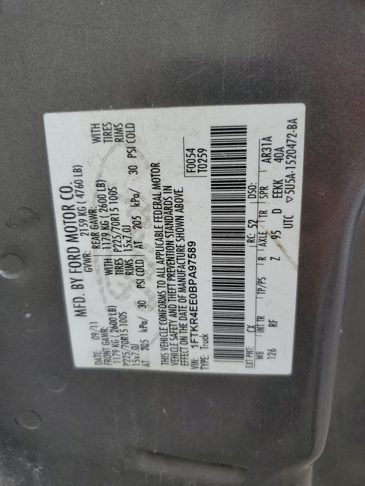 2011 Ford Ranger Super Cab VIN: 1FTKR4EE0BPA97589 Lot: 65686494