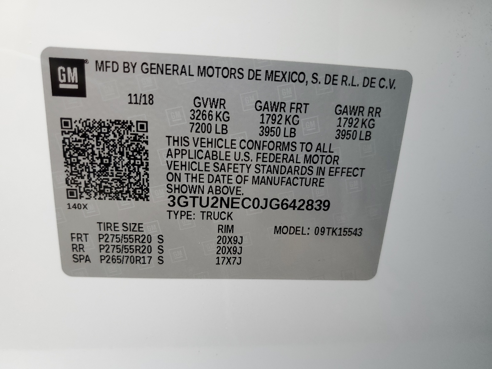 3GTU2NEC0JG642839 2018 GMC Sierra K1500 Slt