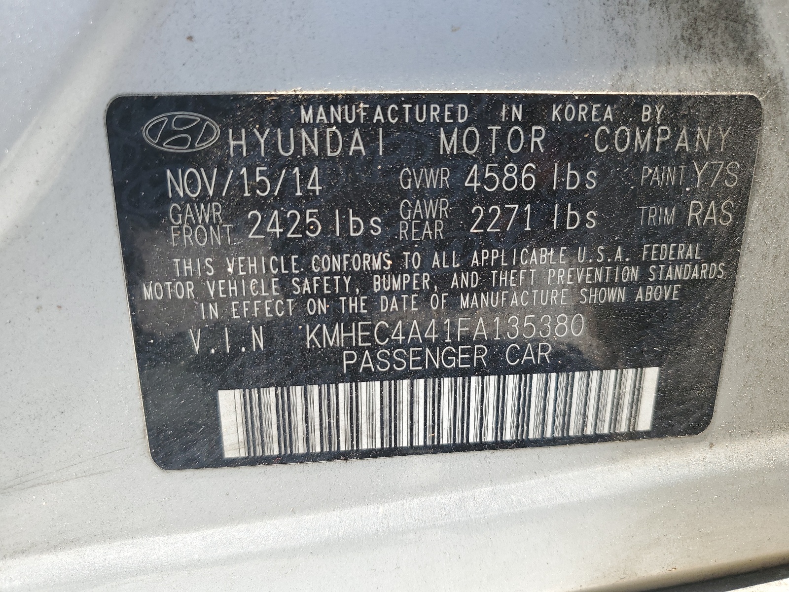 2015 Hyundai Sonata Hybrid vin: KMHEC4A41FA135380