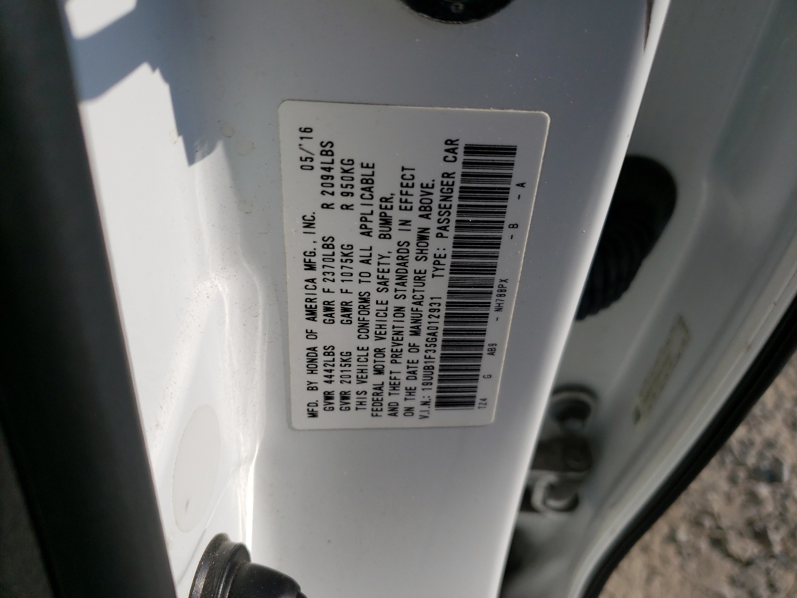 19UUB1F35GA012931 2016 Acura Tlx