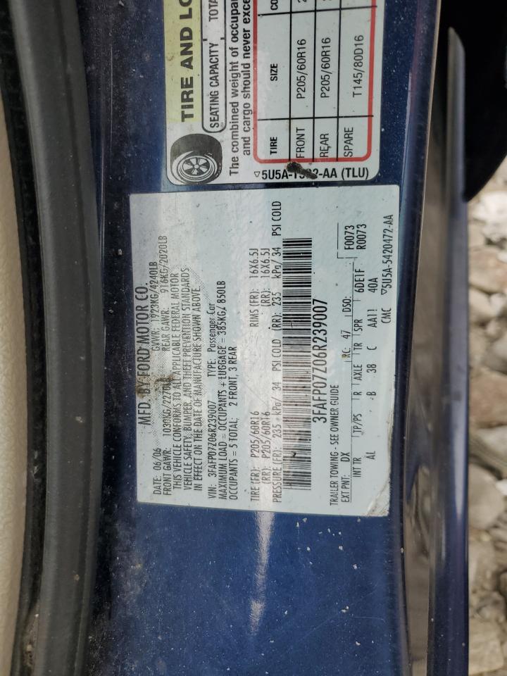 2006 Ford Fusion Se VIN: 3FAFP07Z06R239007 Lot: 64379814