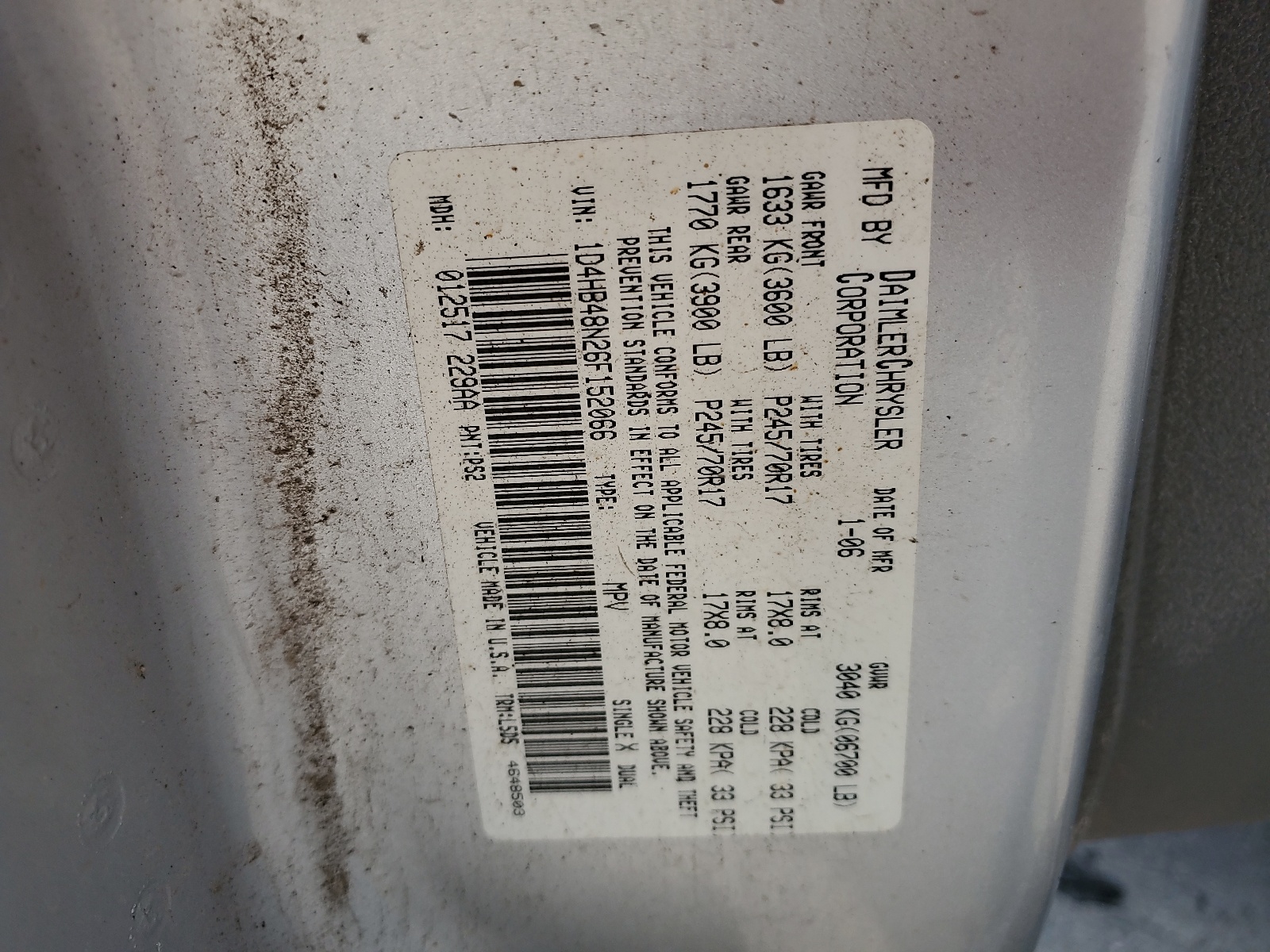 1D4HB48N26F152066 2006 Dodge Durango Slt