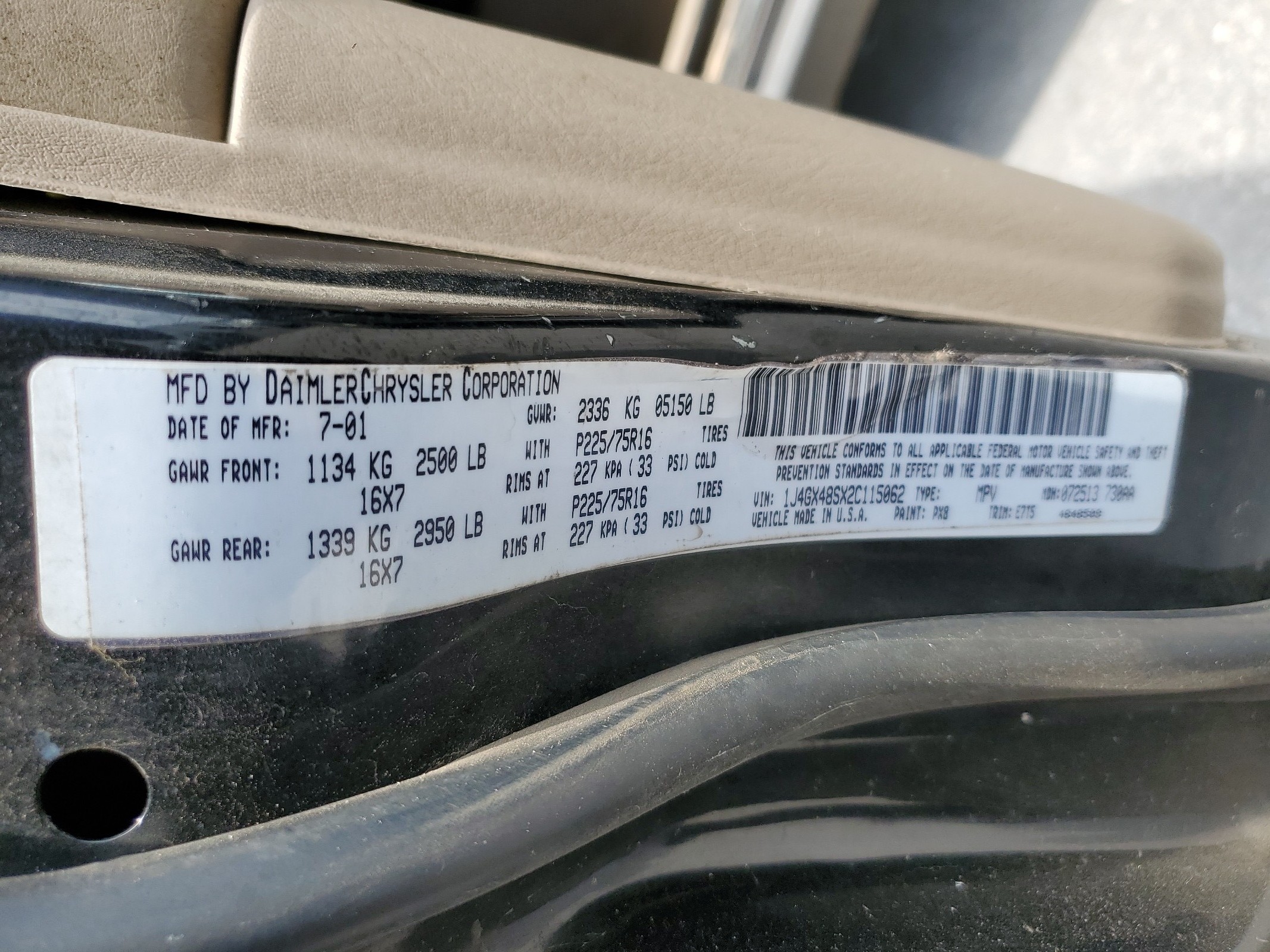 1J4GX48SX2C115062 2002 Jeep Grand Cherokee Laredo