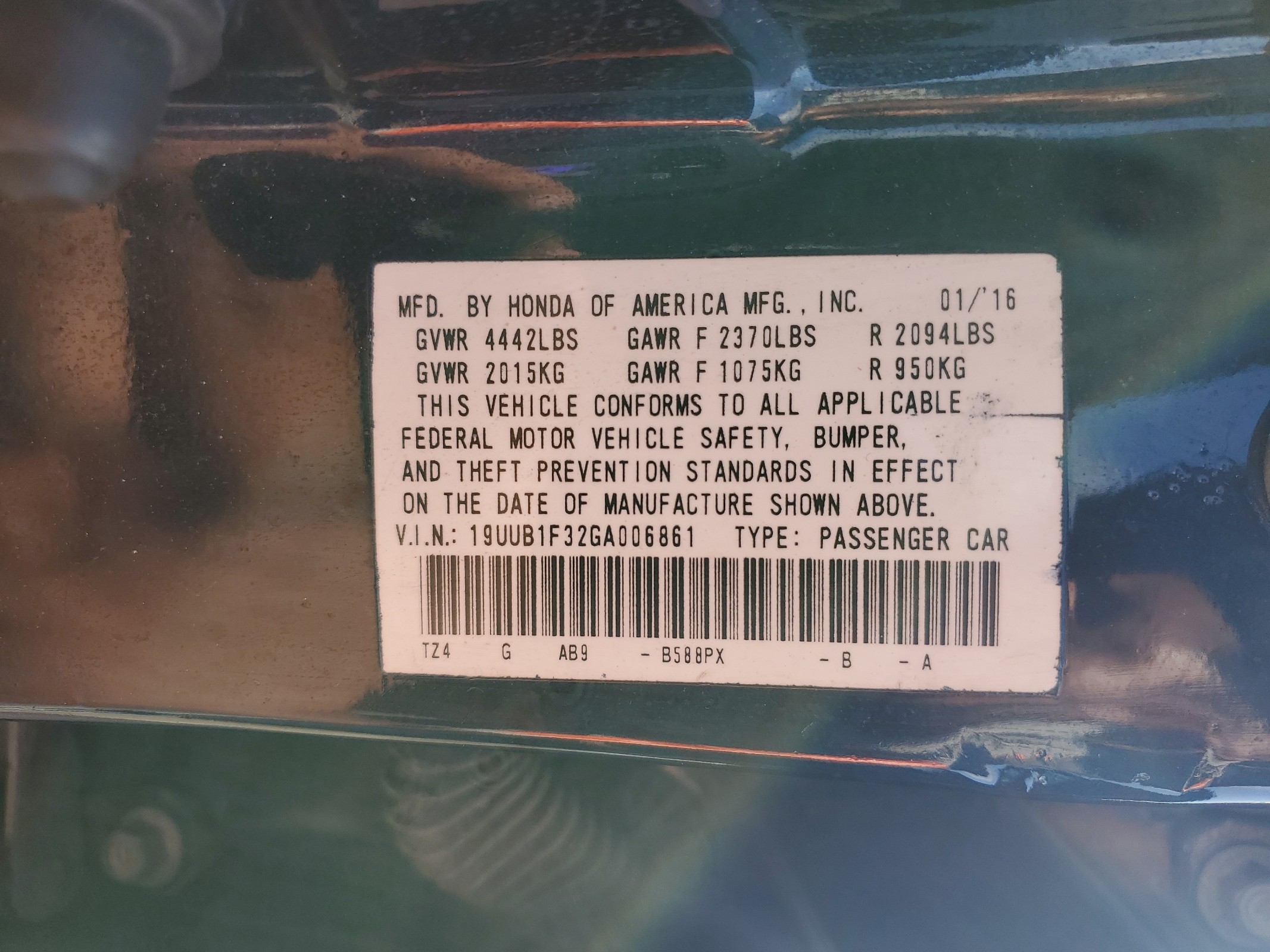 19UUB1F32GA006861 2016 Acura Tlx