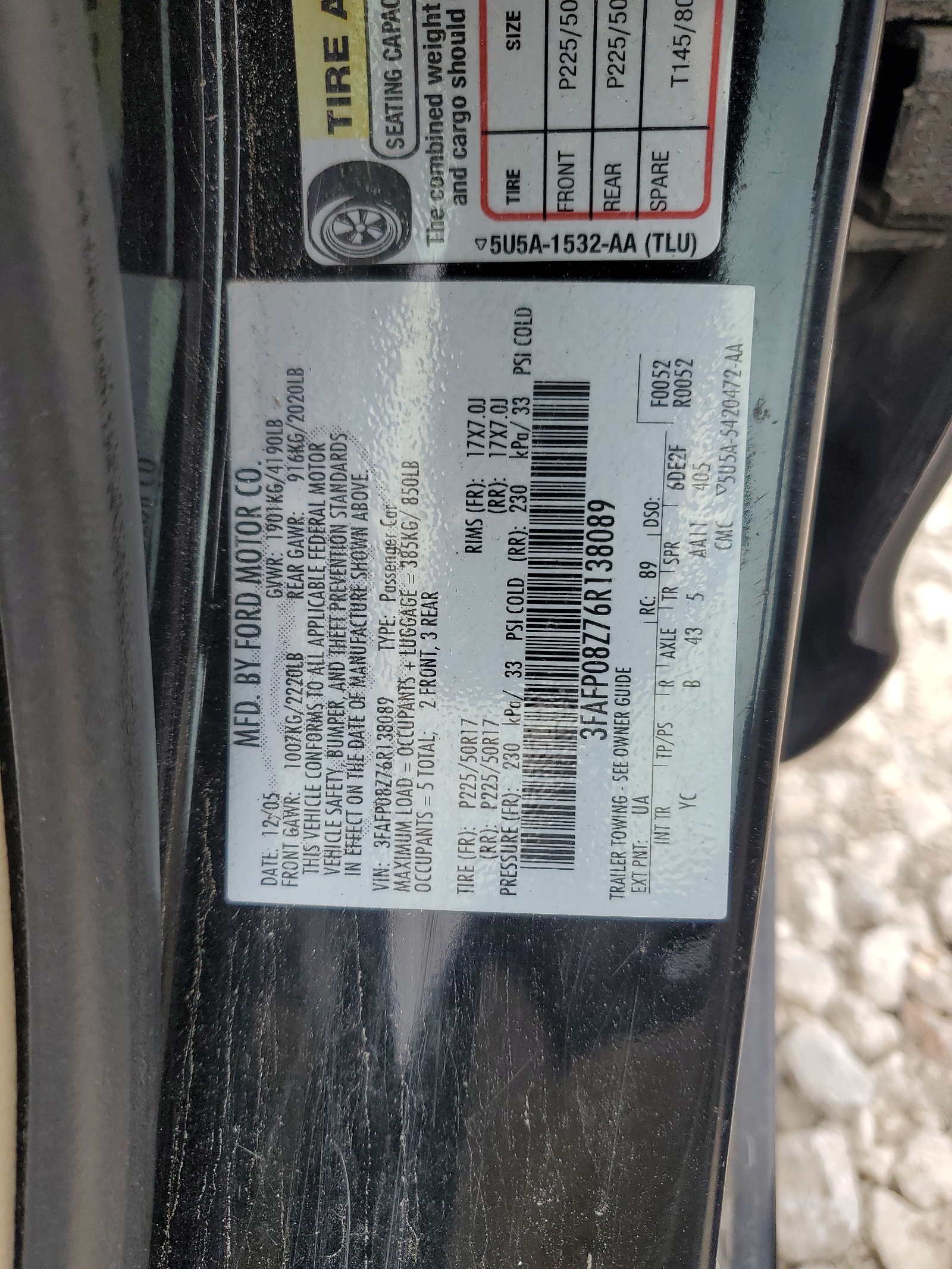 3FAFP08Z76R138089 2006 Ford Fusion Sel