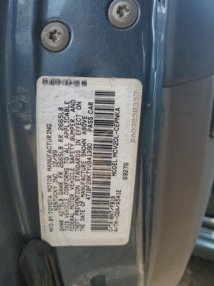 2000 Toyota Camry Le VIN: 4T1BF28K7YU941390 Lot: 63793554