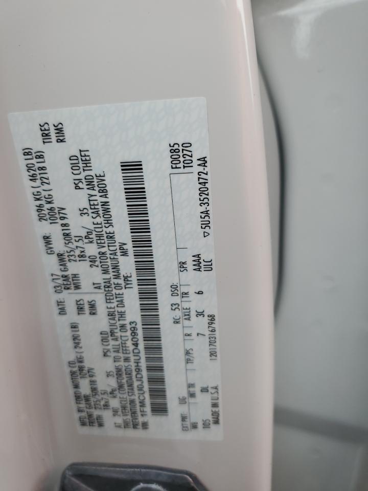 2017 Ford Escape Titanium VIN: 1FMCU0JD9HUD40993 Lot: 65280654