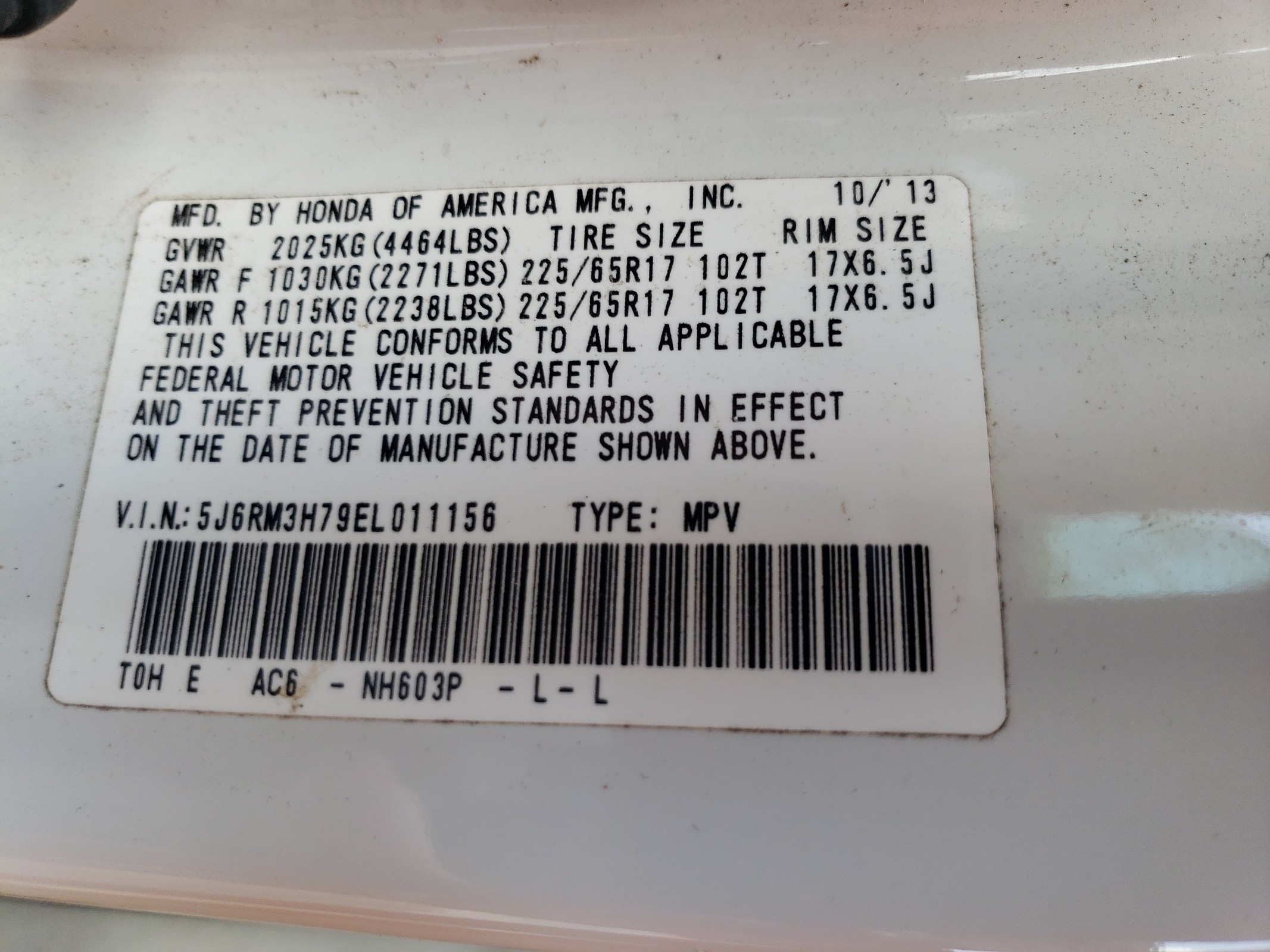 5J6RM3H79EL011156 2014 Honda Cr-V Exl